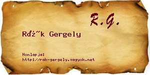 Rák Gergely névjegykártya